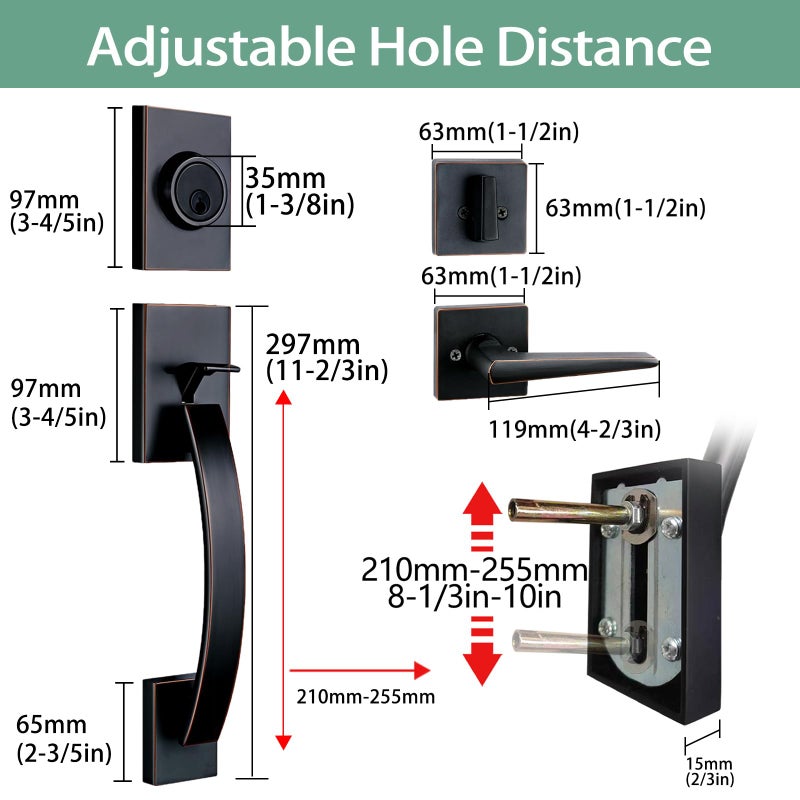 TMC Front Entry Door Handleset Modish (KEYED HANDLESET, Bronze) - Image 2